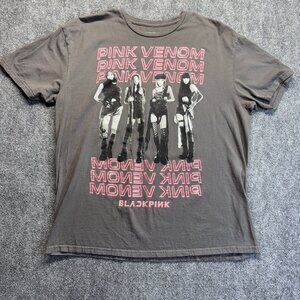 BLACKPINK Pink Venom Graphic T Shirt Charcoal Gray Size XL (small hole neck)